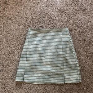 Brandy Melville/John Galt Green and White Plaid Mini Pencil Skirt